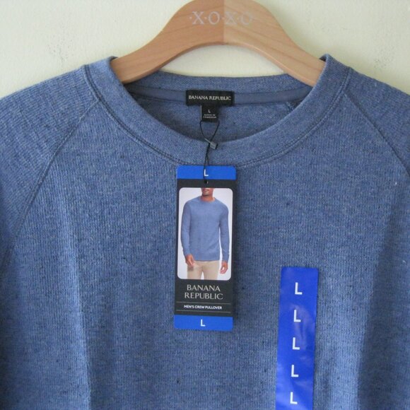 Banana Republic Men’s Waffle Crew neck pull over Sweater blue  Large (0606) - Picture 6 of 15